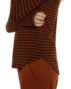 Liverpool Los Angeles Long Sleeve Drop Shoulder Scoop Neck Rib Knit Top Tumeric Stripe Sale