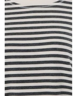 Mod-o-doc Long Sleeve Drop Shoulder Boxy Crew Neck Tee Ivory/Charcoal Stripe Hot