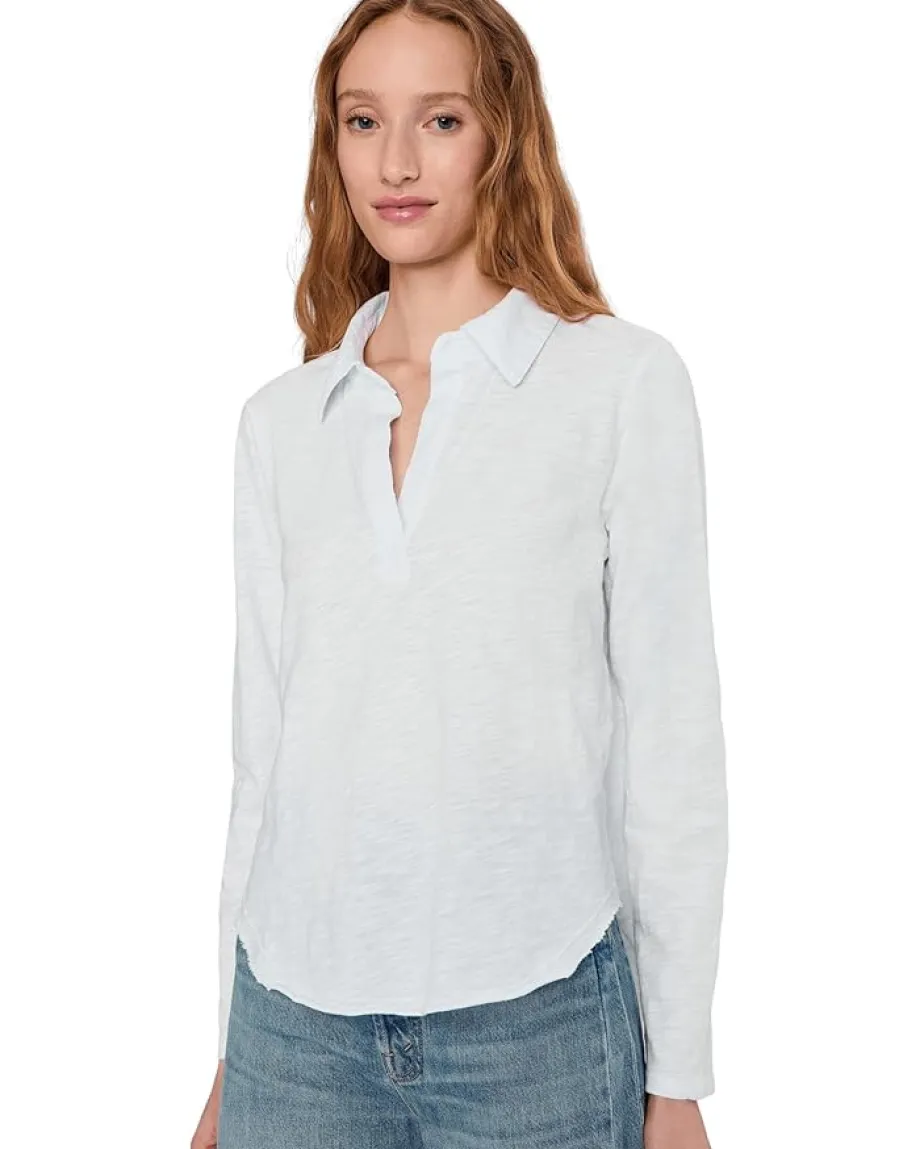 Mod-o-doc Long Sleeve Easy Polo Tee White 1 Clearance