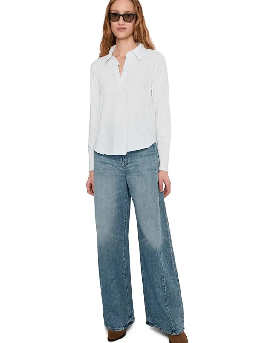 Mod-o-doc Long Sleeve Easy Polo Tee White 1 Clearance