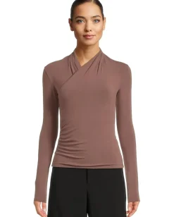 Vince Long Sleeve Fixed Wrap Top Smoky Berry Best