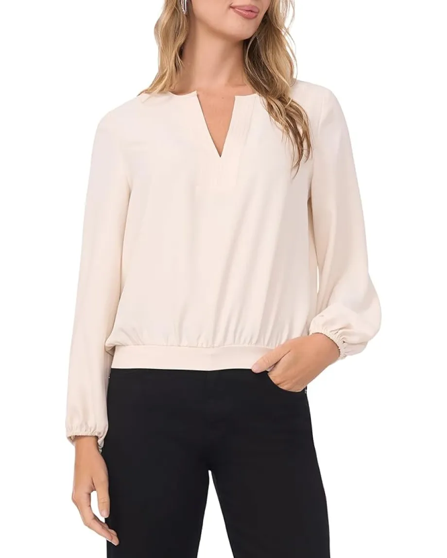 Vince Camuto Long Sleeve Half Placket Birch Outlet