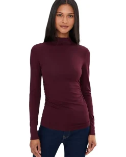 Madewell Long Sleeve Hazel Mockneck Side Cinch Dark Pomegranate Online