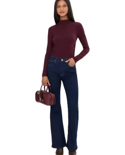 Madewell Long Sleeve Hazel Mockneck Side Cinch Dark Pomegranate Online