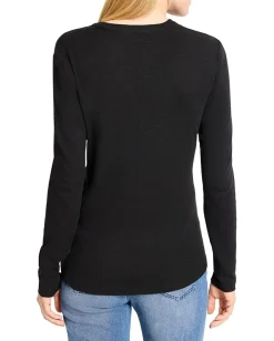 NIC+ZOE Long Sleeve Henley Tee Black Onyx Outlet