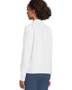 Women Elliott Lauren Long Sleeve Knit And Woven Combo Shirt With Rosette Detail