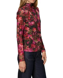 Sanctuary Long Sleeve Mesh Mock Berry Glow Outlet