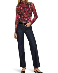 Sanctuary Long Sleeve Mesh Mock Berry Glow Outlet