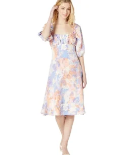 BCBGeneration Long Sleeve Midi Dress V1VX1D19 Abstract Tie-Dye Hot