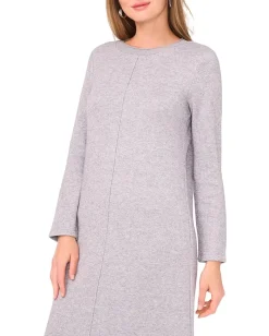 Vince Camuto Long Sleeve Midi Dress With Rib Trim Light Heather Grey Online