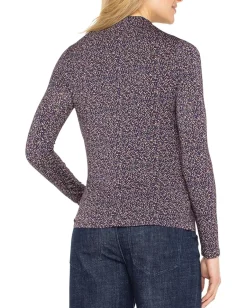 Women Liverpool Los Angeles Long Sleeve Mock Neck Knit Top With Shirring