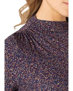 Women Liverpool Los Angeles Long Sleeve Mock Neck Knit Top With Shirring