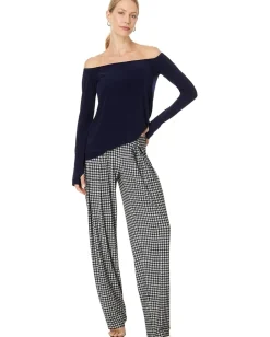 Norma Kamali Long Sleeve Off Shoulder Top True Navy Sale