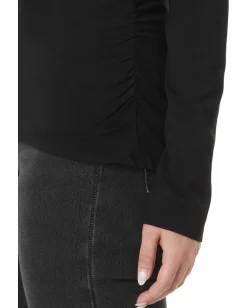 Mod-o-doc Long Sleeve Open Neck Fitted Tee Black Clearance