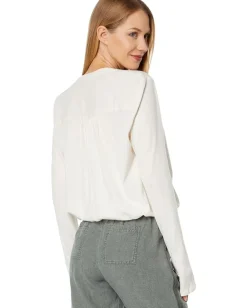 Splendid Long Sleeve Paige Surplice White Sand Clearance