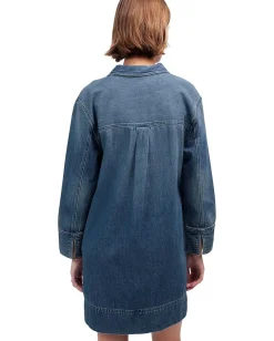 Madewell Long Sleeve Popover Mini Dress in Croswell Croswell Wash Best