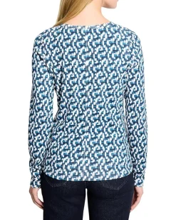 Women NIC+ZOE Long Sleeve Printed Boat Tee