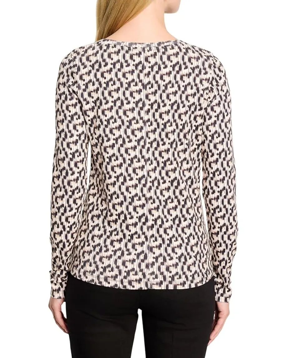 NIC+ZOE Long Sleeve Printed Boat Tee Neutral Multi Outlet