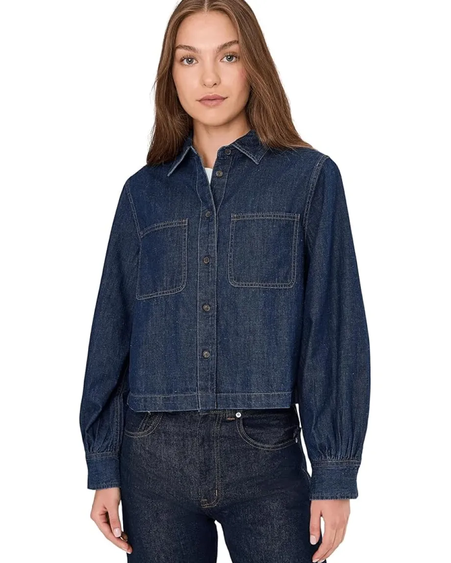 Madewell Long Sleeve Sculptural Sleeve Top In Rinse Wash Sale