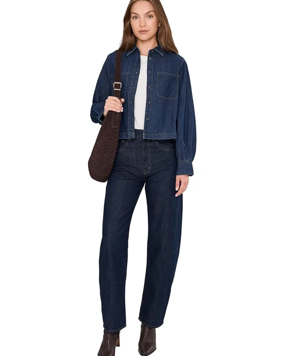 Madewell Long Sleeve Sculptural Sleeve Top In Rinse Wash Sale