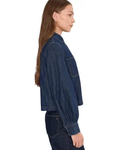 Madewell Long Sleeve Sculptural Sleeve Top In Rinse Wash Sale