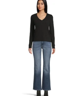Women Lilla P Long Sleeve Self Trim V-neck