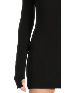 Norma Kamali Long Sleeve Slim Fit Turtleneck Pickleball Dress Black