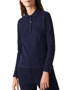 Lacoste Long Sleeve Slim Stretch Pique Polo Navy/Blue Outlet