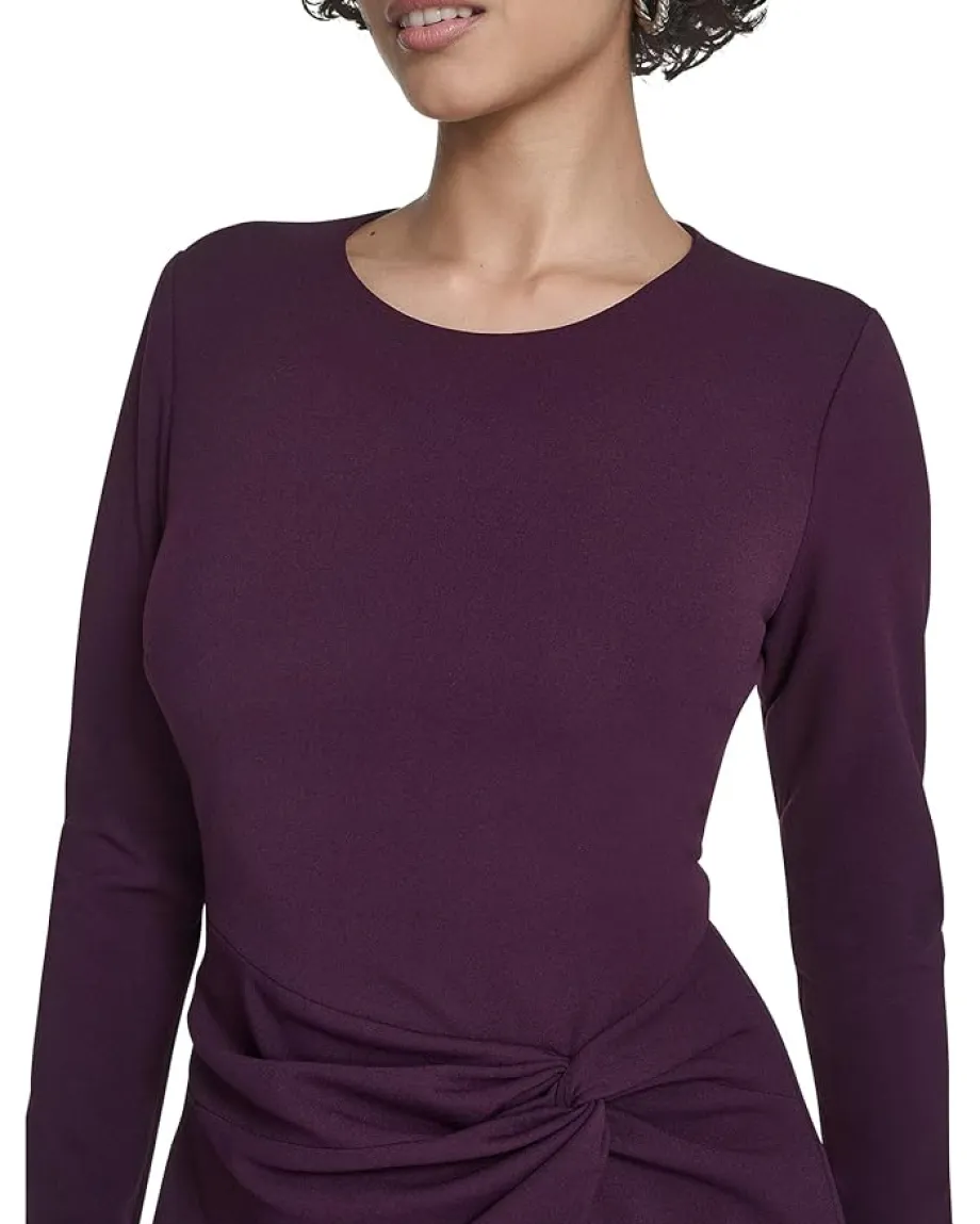 Women Calvin Klein Long Sleeve Solid Rouched Midi