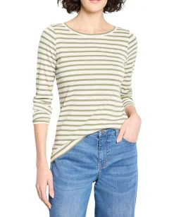 Women NIC+ZOE Long Sleeve Stripe Boat Tee