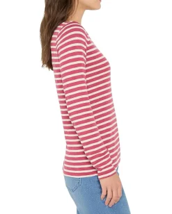 NIC+ZOE Long Sleeve Stripe Boat Tee Red Multi Sale