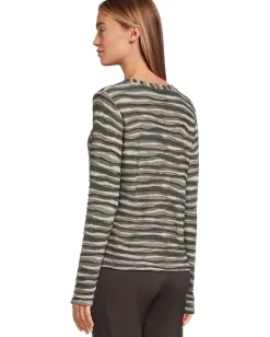 Women Elliott Lauren Long Sleeve Stripe V-neck Knit Top