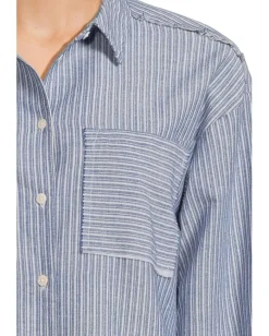 Mod-o-doc Long Sleeve Striped Oversized Shirt Ocean Stripe Best