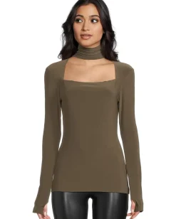 Women Norma Kamali Long Sleeve Sweetheart Turtle Top