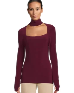Norma Kamali Long Sleeve Sweetheart Turtle Top Plum Sale