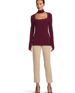 Norma Kamali Long Sleeve Sweetheart Turtle Top Plum Sale