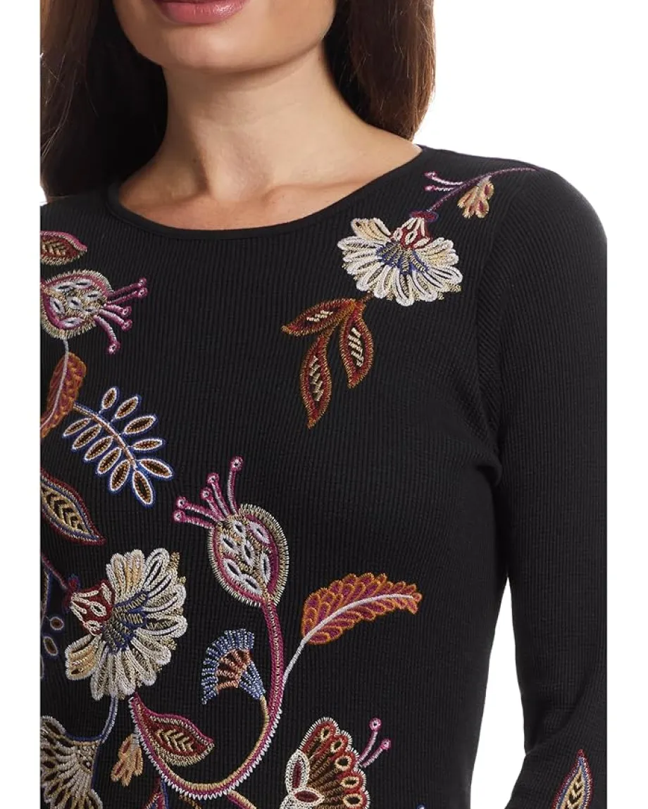 Johnny Was Long Sleeve Thermal- Gineva Black Clearance