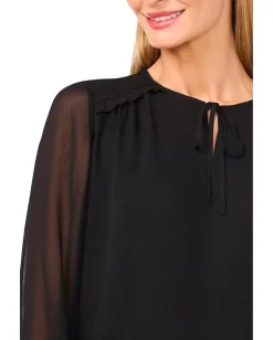 Women CeCe Long Sleeve Tie Neck Top