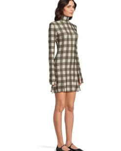 Women Norma Kamali Long Sleeve Turtle Fishtail Mini Dress