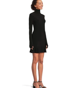 Women Norma Kamali Long Sleeve Turtle Fishtail Mini Dress