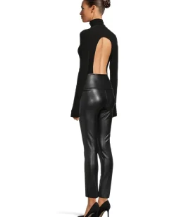Norma Kamali Long Sleeve Turtle Open Back Bodysuit Black Sale