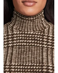 Norma Kamali Long Sleeve Turtleneck Pickleball Dress Choc Glenn Plaid Twd Online