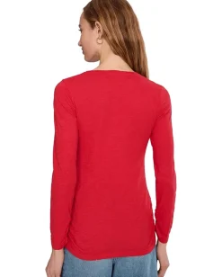 Mod-o-doc Long Sleeve Twisted Scoopneck Tee Rouge Discount