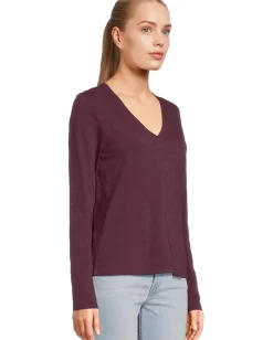 Lilla P Long Sleeve V-Neck Merlot Sale