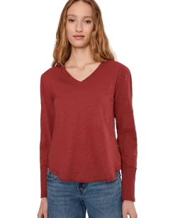 Women Mod-o-doc Long Sleeve Waffle Mix V-Neck Top