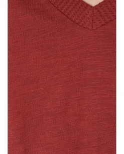 Women Mod-o-doc Long Sleeve Waffle Mix V-Neck Top