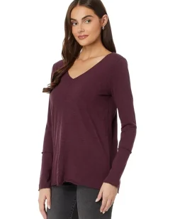 Mod-o-doc Long Sleeve Wide Neck V-Neck Tunic Warm Wine Discount
