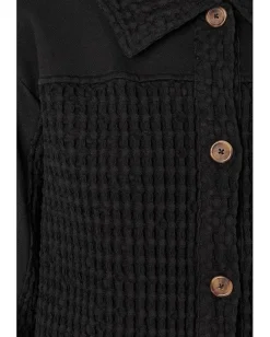 Mod-o-doc Long Sleeves Mix Media Oversized Shacket Black