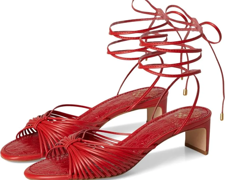 Vince Camuto Lory Ankle Wrap Kitten Heel Sandals Salsa Discount