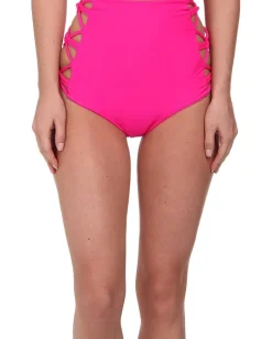 Tori Praver Lotus Strappy Side High Waist Bottom Pitaya Clearance